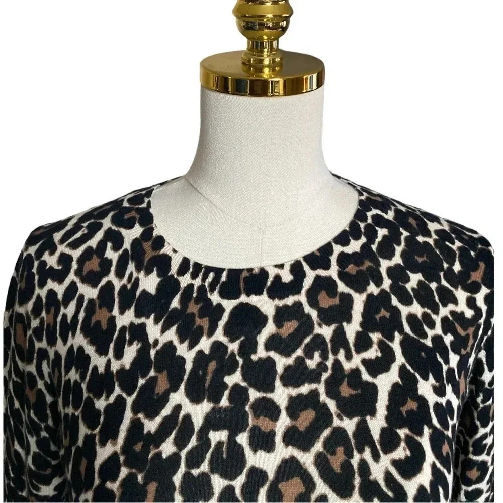J CREW | Cotton Leopard Print Teddie Lightweight Sweater Size XS - Picture 10 of 14